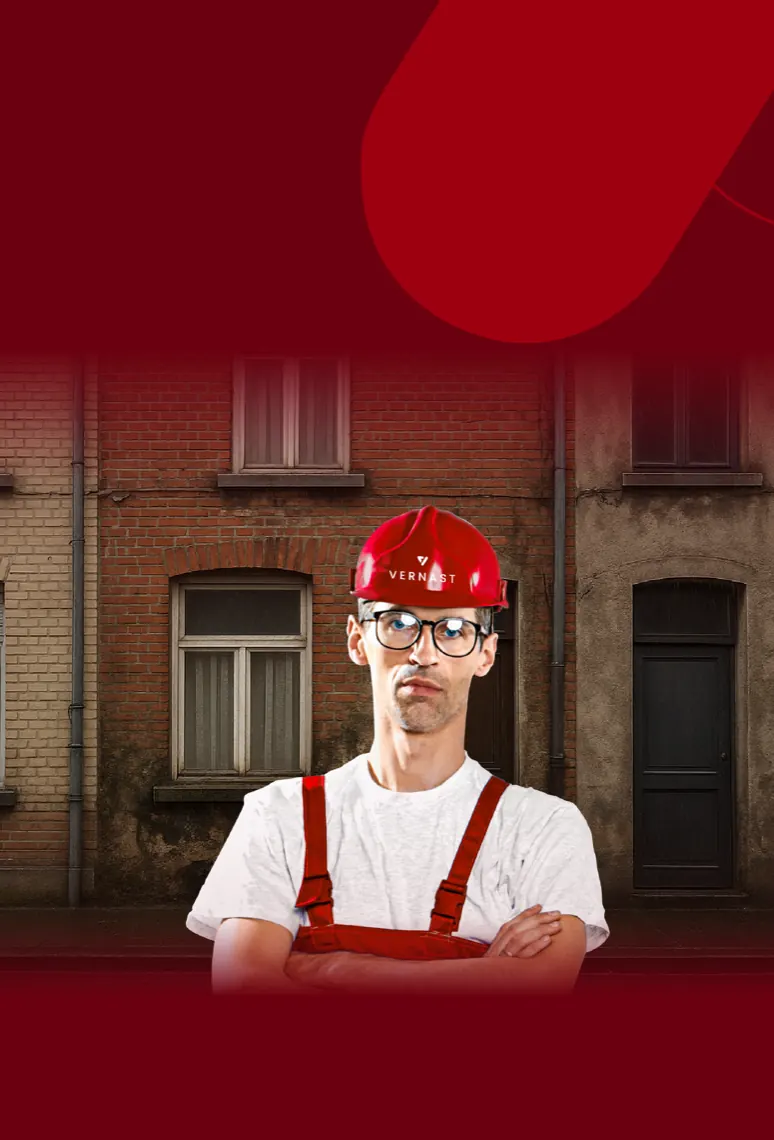 Vernast-vakman aan het werk: gevel